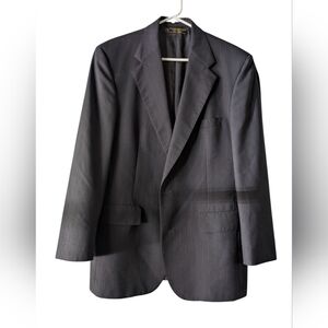 Brooks Brothers Vintage Black Pinstriped Wool Blend Blazer 41R
